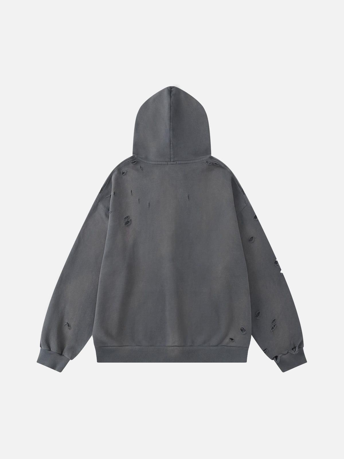 Aelfric Eden Oversized Distressed Zip-Up Hoodie Product Image