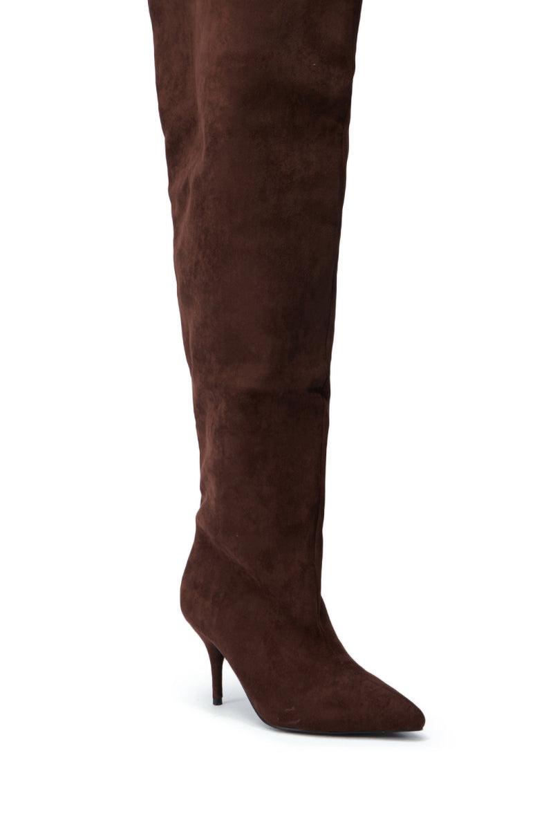 AZALEA WANG HALINA BROWN FAUX SUEDE STILETTO BOOT Product Image