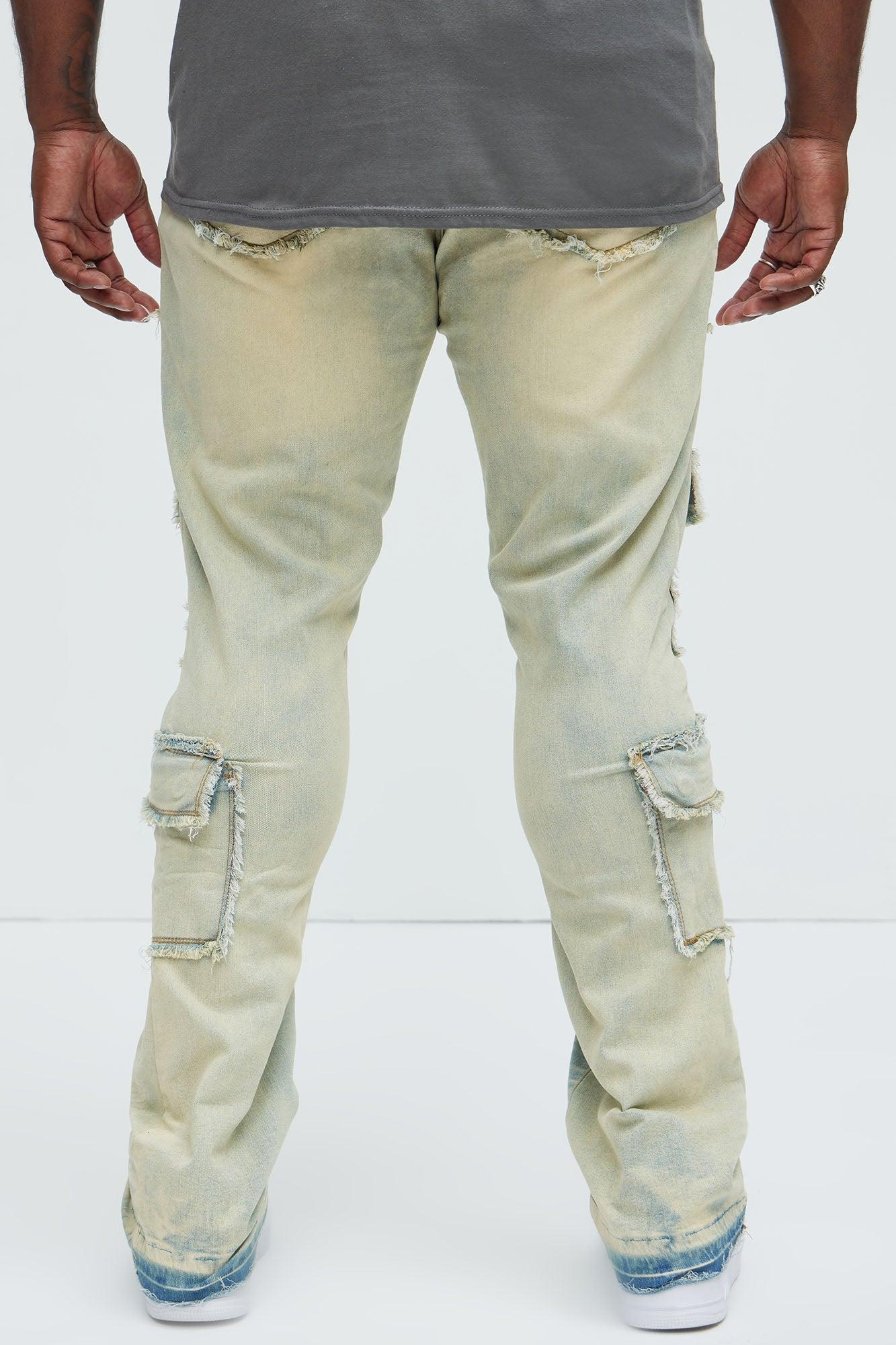 Can I Cargo Stacked Skinny Flare Jeans - Light Wash Product Image