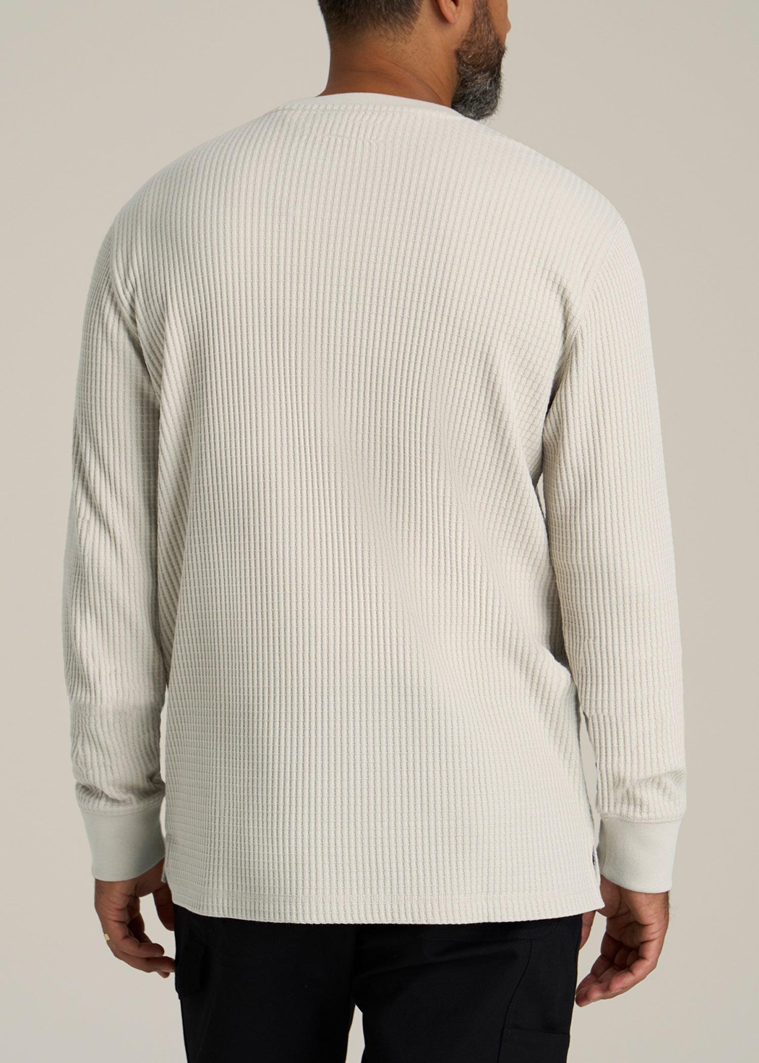 LJ&S Waffle Knit Crewneck Shirt for Tall Men in Stone Male Product Image