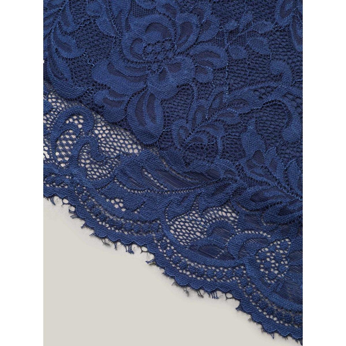 Plus Size Stretchy-Waist Pleated Lace Midi Skirt Women Indigo Elegant Tiered Low stretch Side seam pocket Everyday Skirts BloomChic 30/6X Product Image