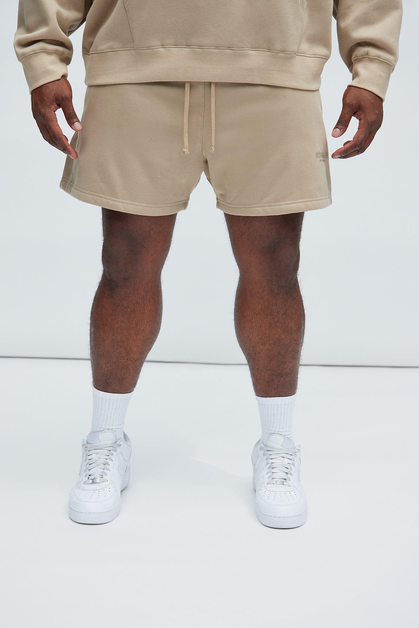 Tyson Novamen Oversize Heavyweight Sweat Shorts - Taupe Product Image