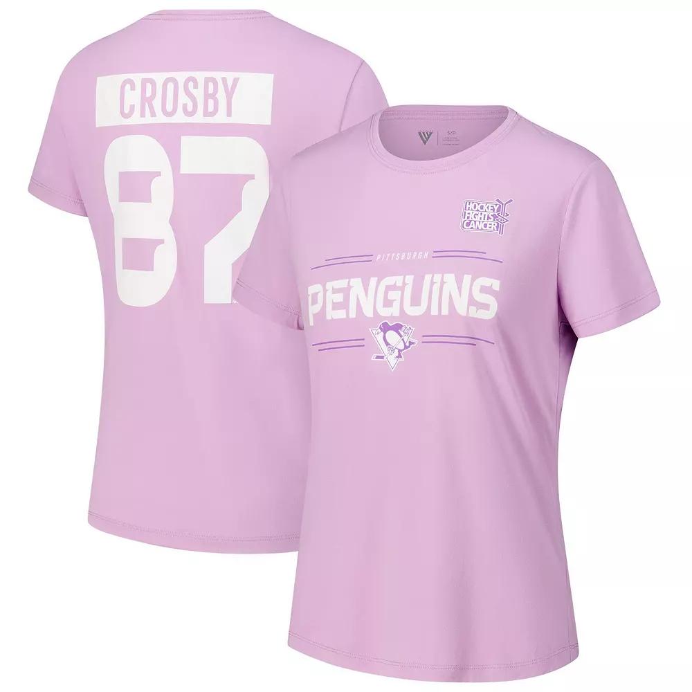 Women's Levelwear Sidney Crosby Lavender Pittsburgh Penguins Hockey Fights Cancer Anthem Name & Number T-Shirt,  Product Image