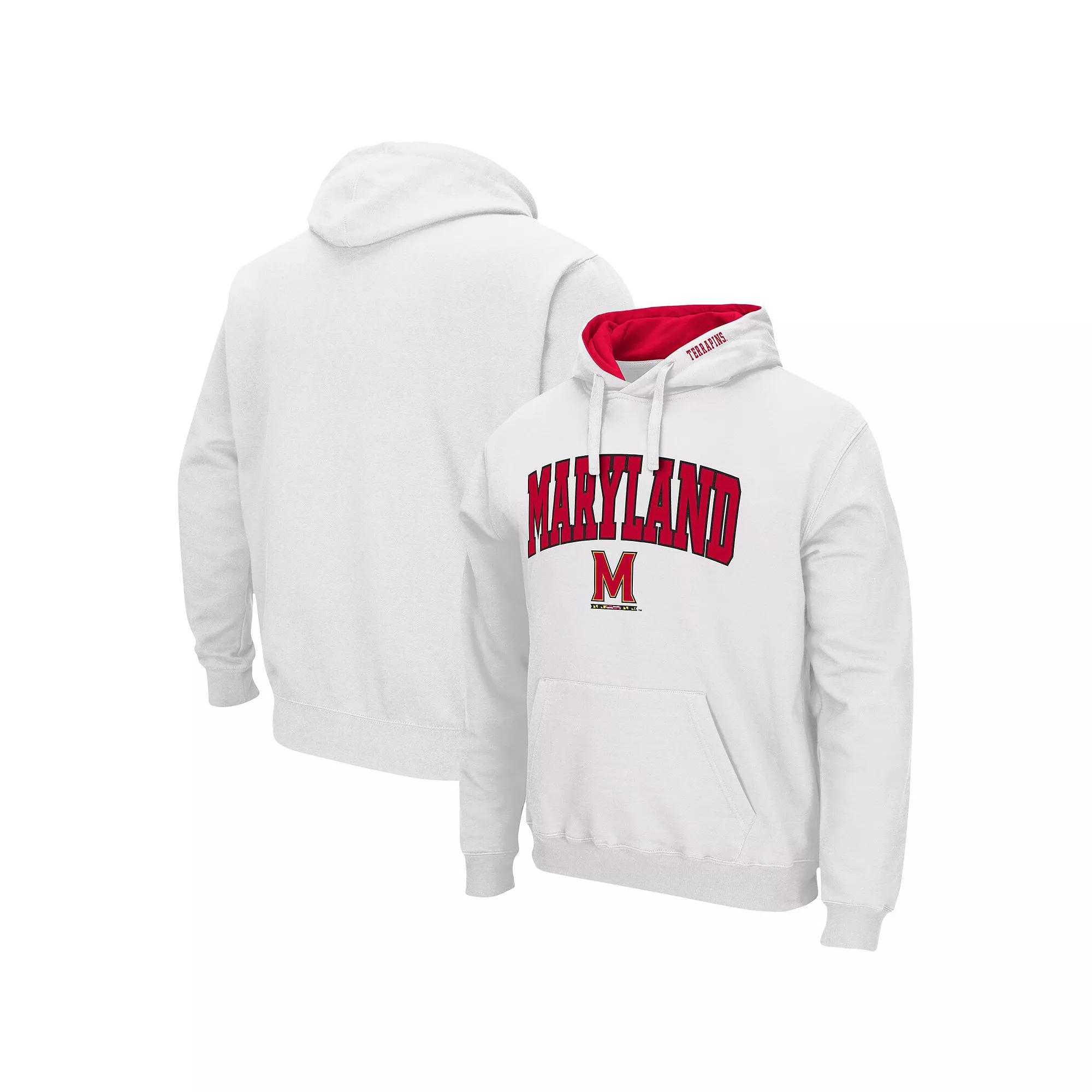 Men's Colosseum White Maryland Terrapins Arch & Logo 3.0 Pullover Hoodie,  Product Image