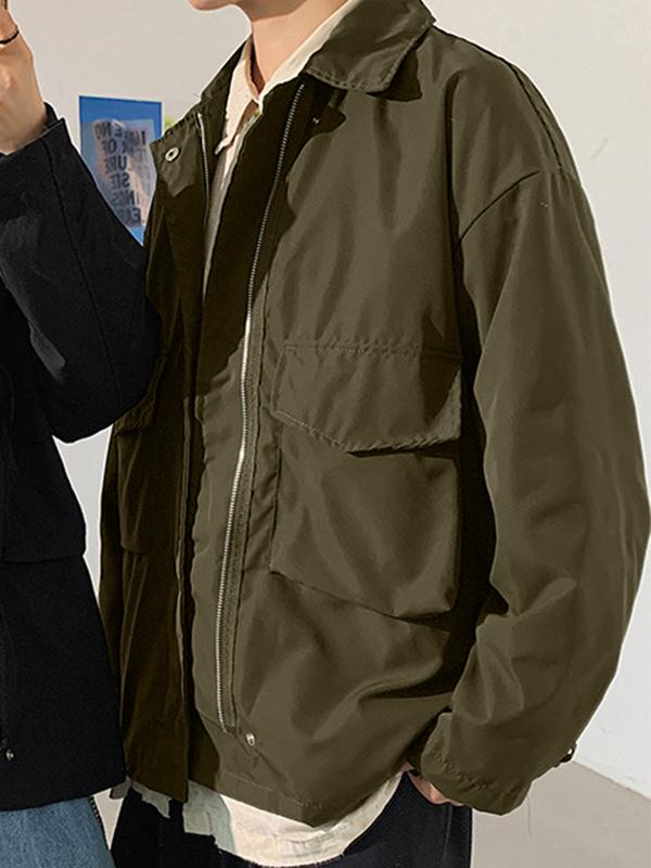 Men's Vintage Flap Pocket Tie Up Cargo Jacket Product Image