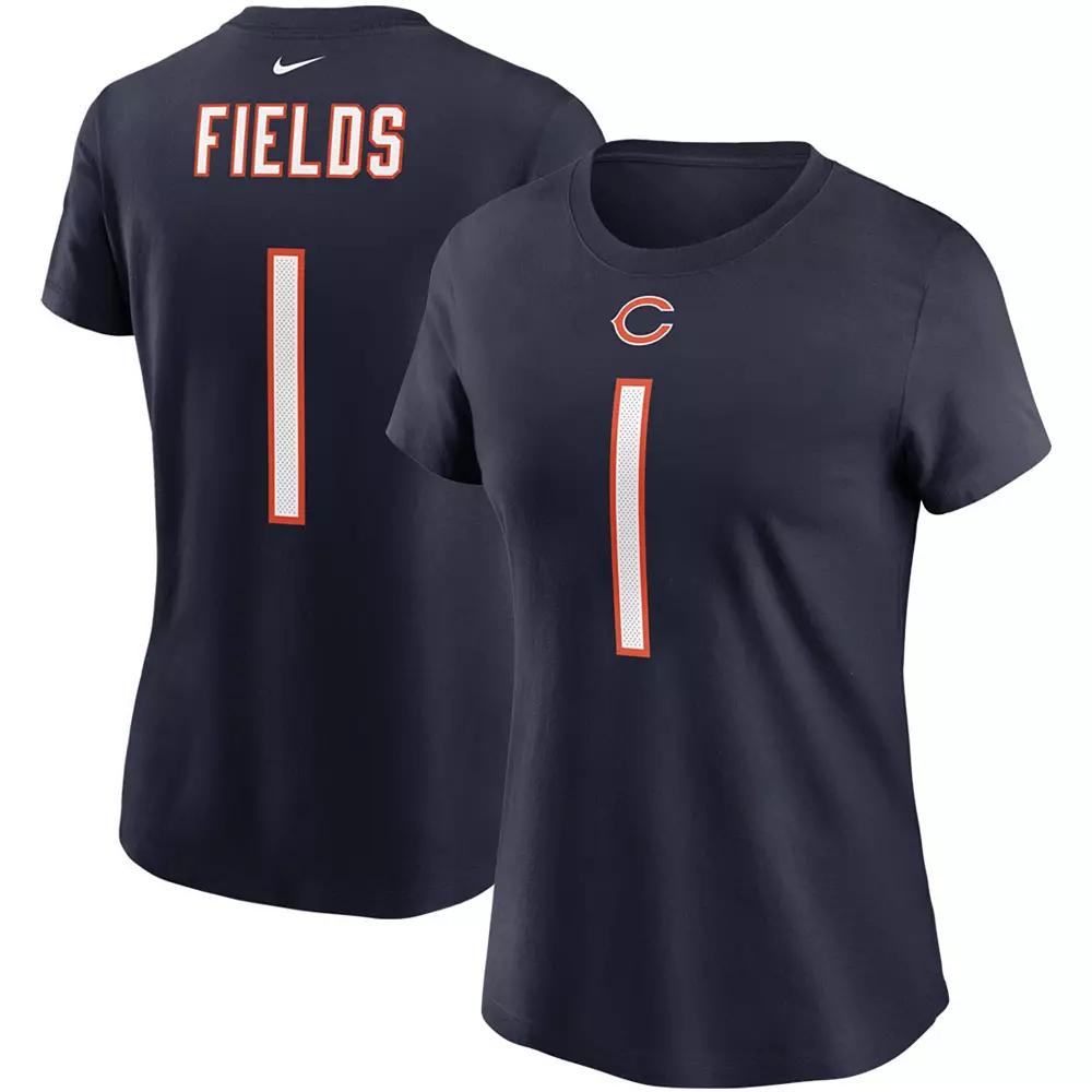 Women's Nike Justin Fields Navy Chicago Bears 2021 NFL Draft First Round Pick Player Name & Number T-Shirt, Size: 2XL, Blue Product Image