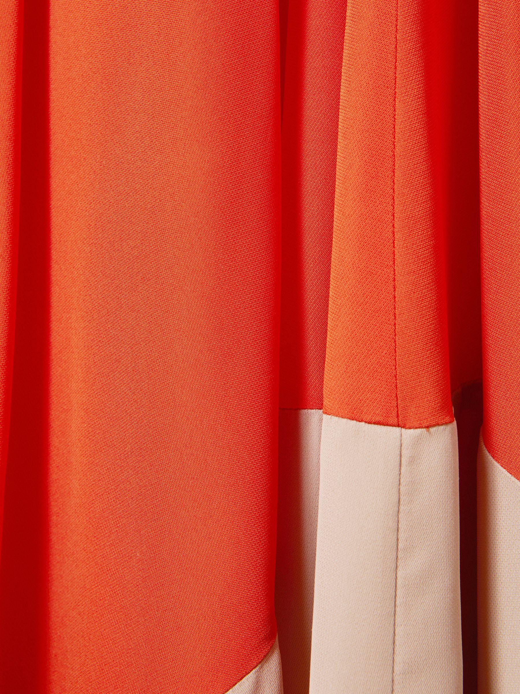 Ruched Dipped Hem Midi Dress in Orange Product Image