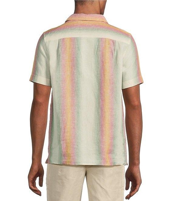 Murano Baird McNutt Linen Slim Fit Stripe Short Sleeve Woven Shirt Product Image