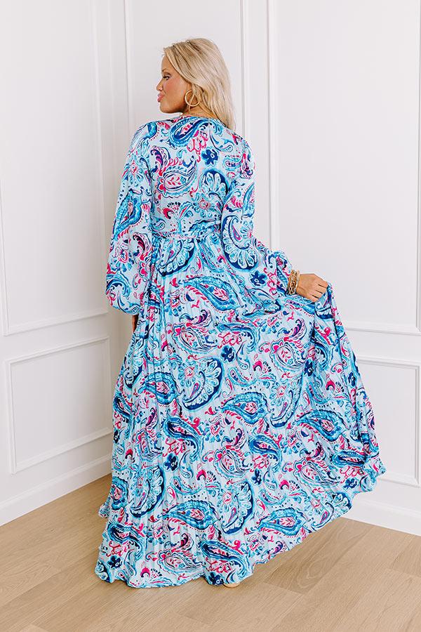 Under The Tucson Sun Pleated Maxi Dress in Blue Product Image