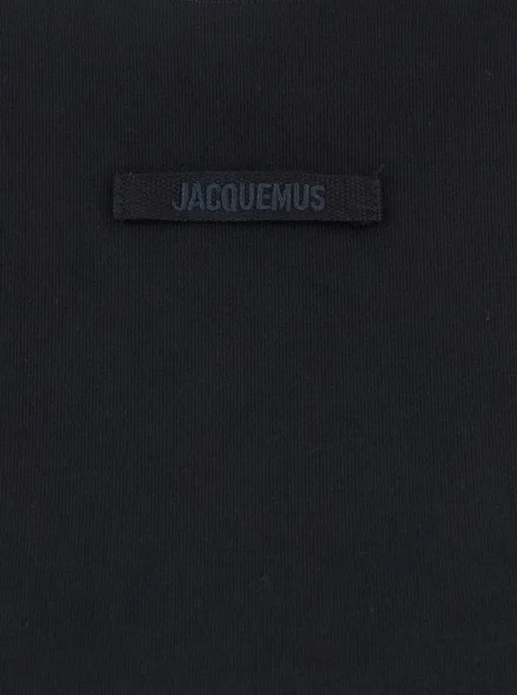 JACQUEMUS Black Fitted T-shirt With Logo Patch In Stretch Cotton Woman Product Image