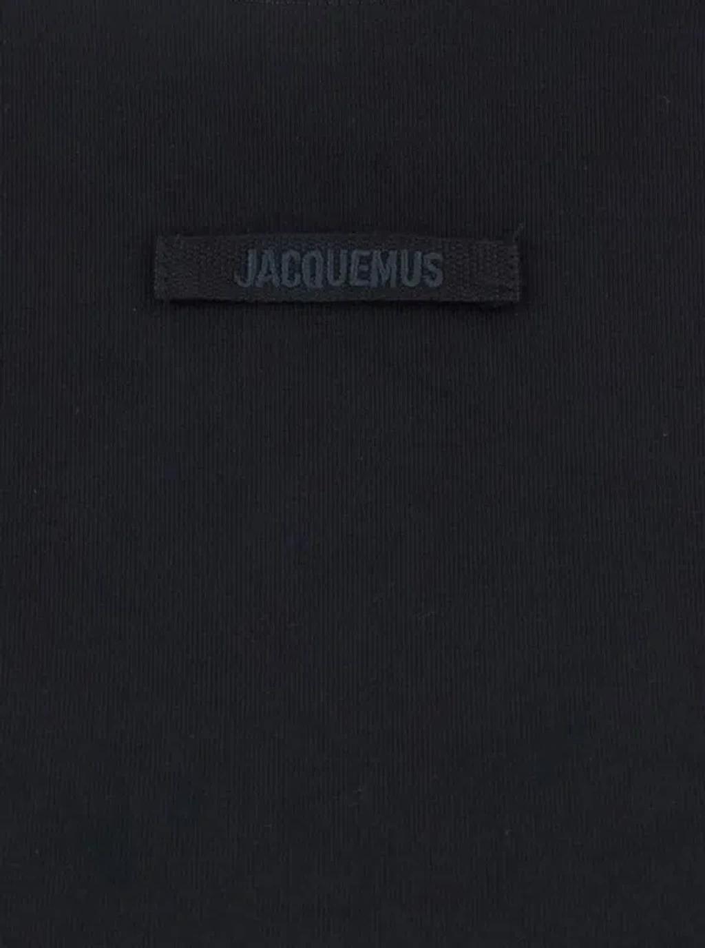 JACQUEMUS Black Fitted T-shirt With Logo Patch In Stretch Cotton Woman Product Image