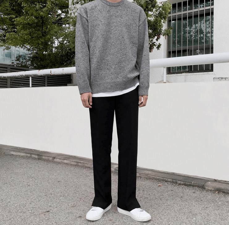 RT No. 3073 STRAIGHT DRAPE SLIT PANTS Product Image