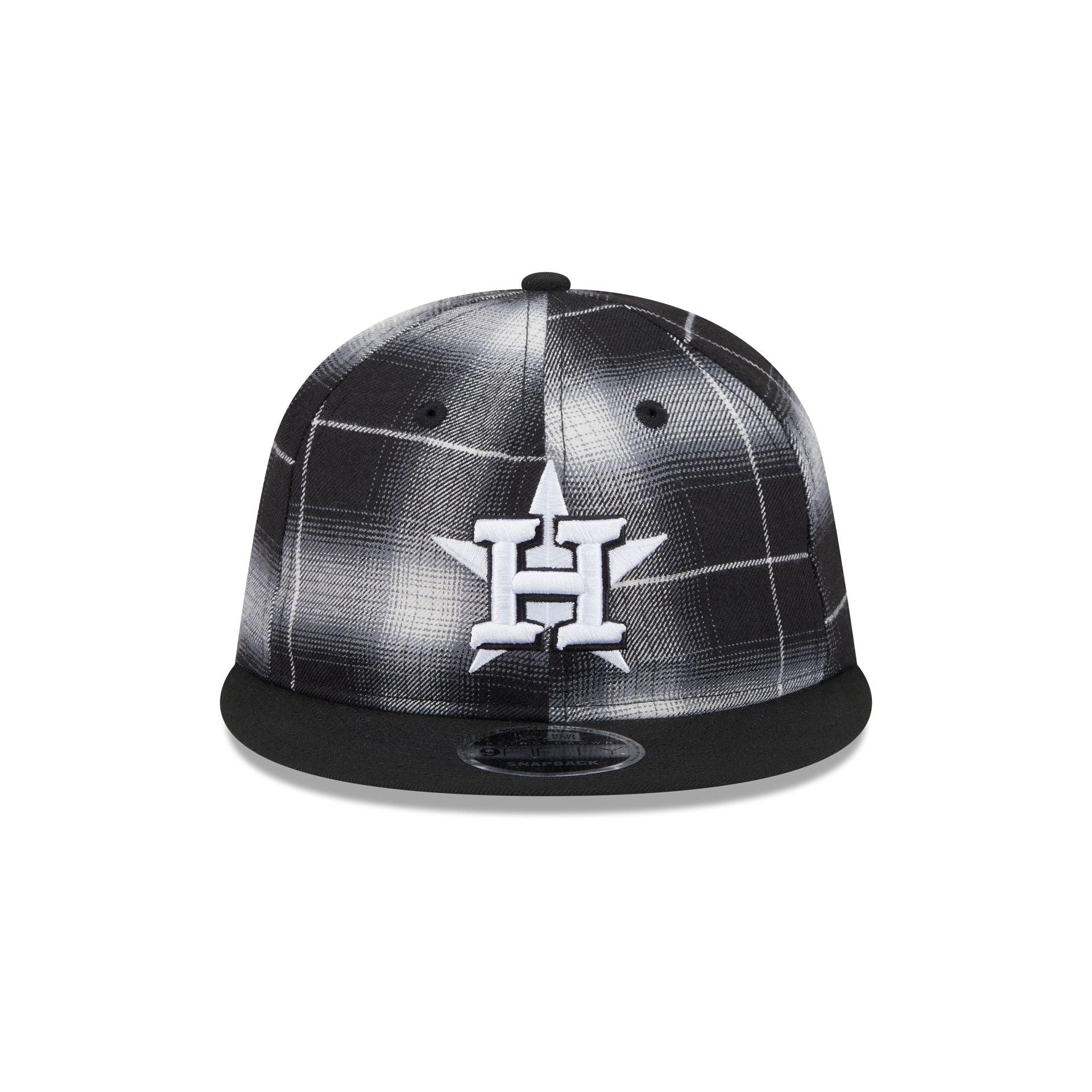 Houston Astros Black and White Plaid Retro Crown 9FIFTY Snapback Hat Male Product Image