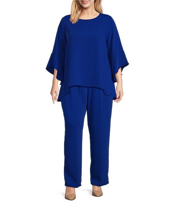 Caroline Rose Plus Size Matte Crepe Pull-On Straight Leg Pants Product Image