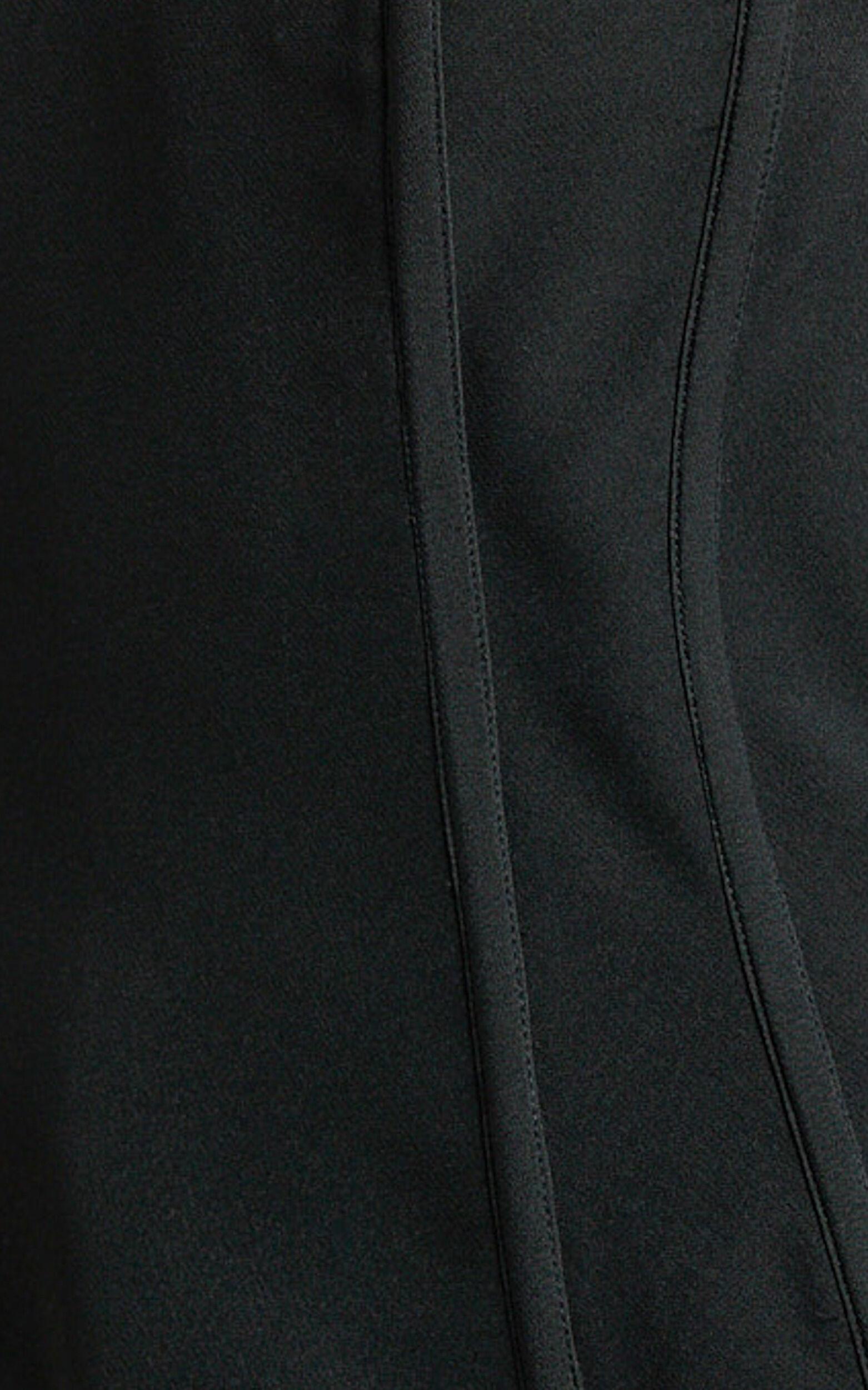 Deb Mini Dress - Strapless Sweetheart Contrast Bodice Pleated Dress in White/Black Product Image