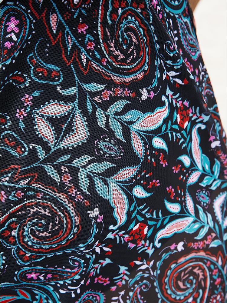 Paisley Print Split Ruffle Hem Swim Dress Female Product Image