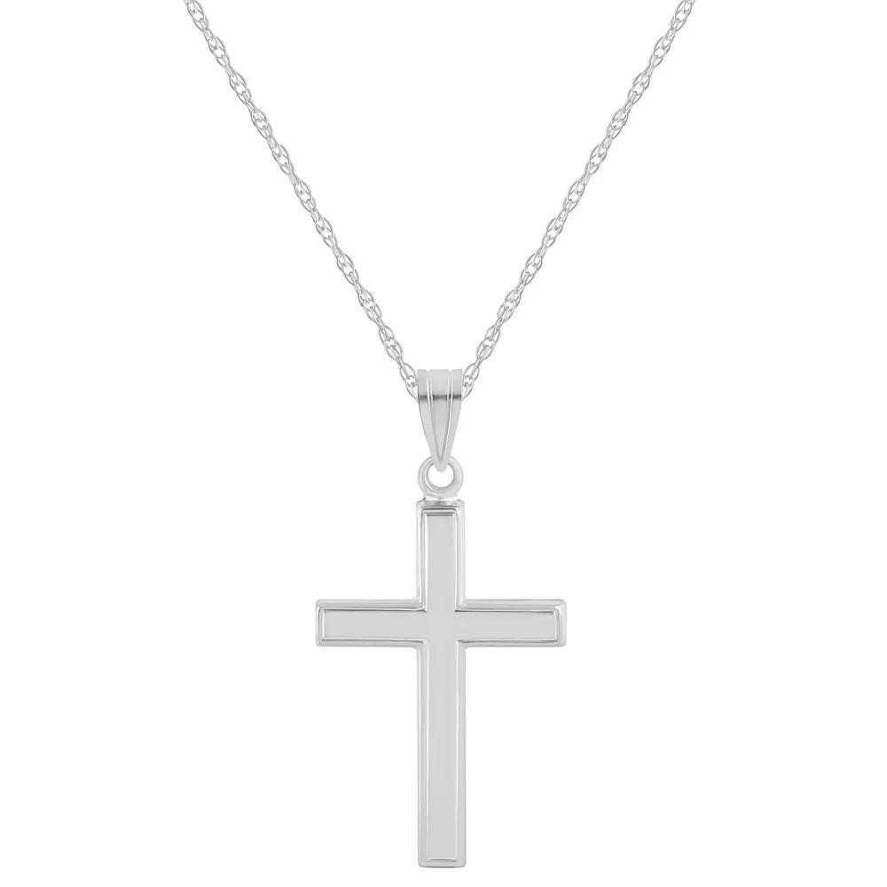 14k White Gold Cross Pendant Necklace, Women's, Size: 18" Product Image