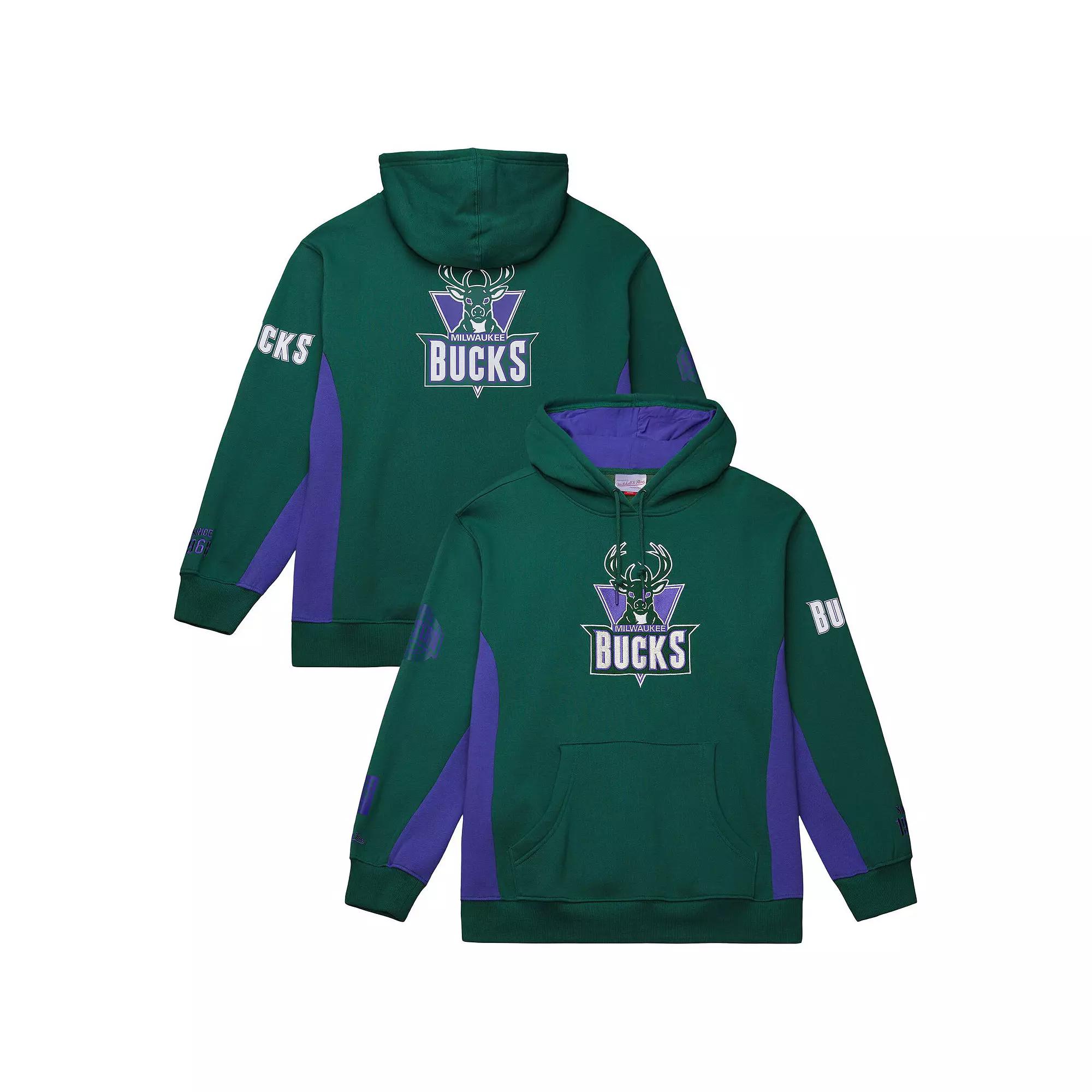 Men's Mitchell & Ness Green Milwaukee Bucks Hardwood Classics Team Origins Fleece Pullover Hoodie, Size: XL Product Image