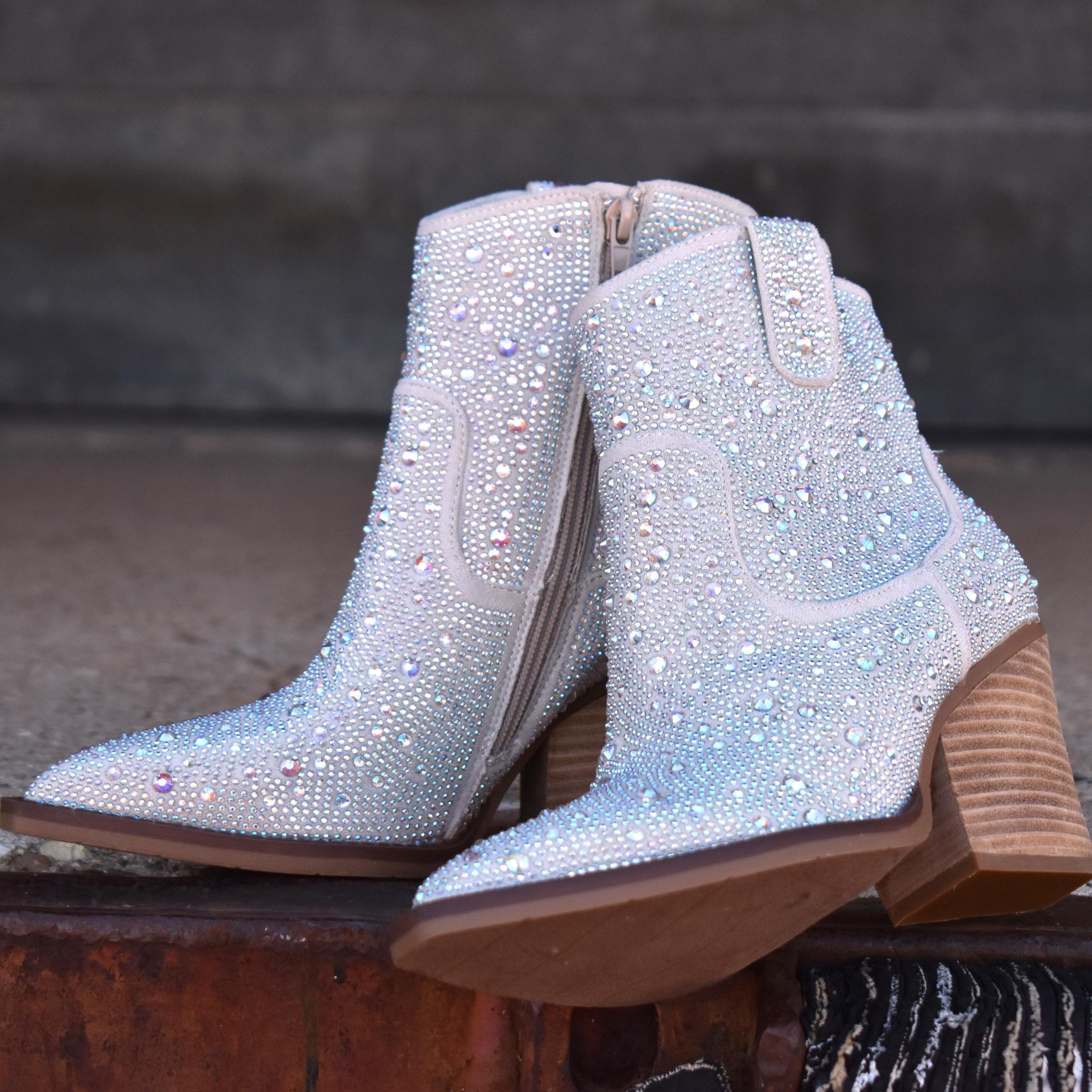 "Kady" Silver Rhinestone Booties* Product Image