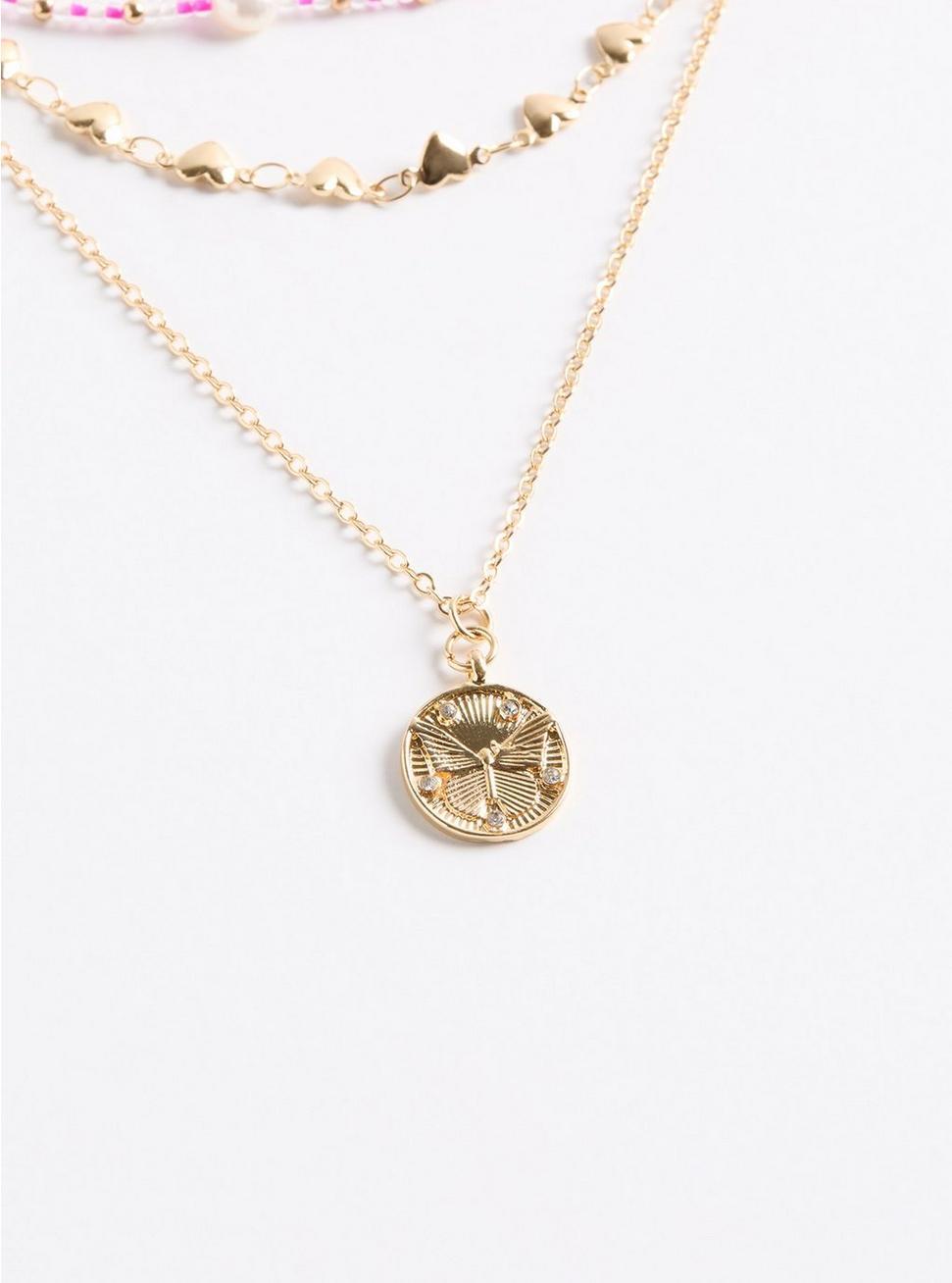 Pearl & Beaded Coin Layered Necklace Product Image