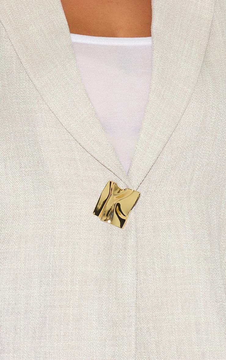 Plus Beige Button Detail Linen Boxy Blazer Product Image