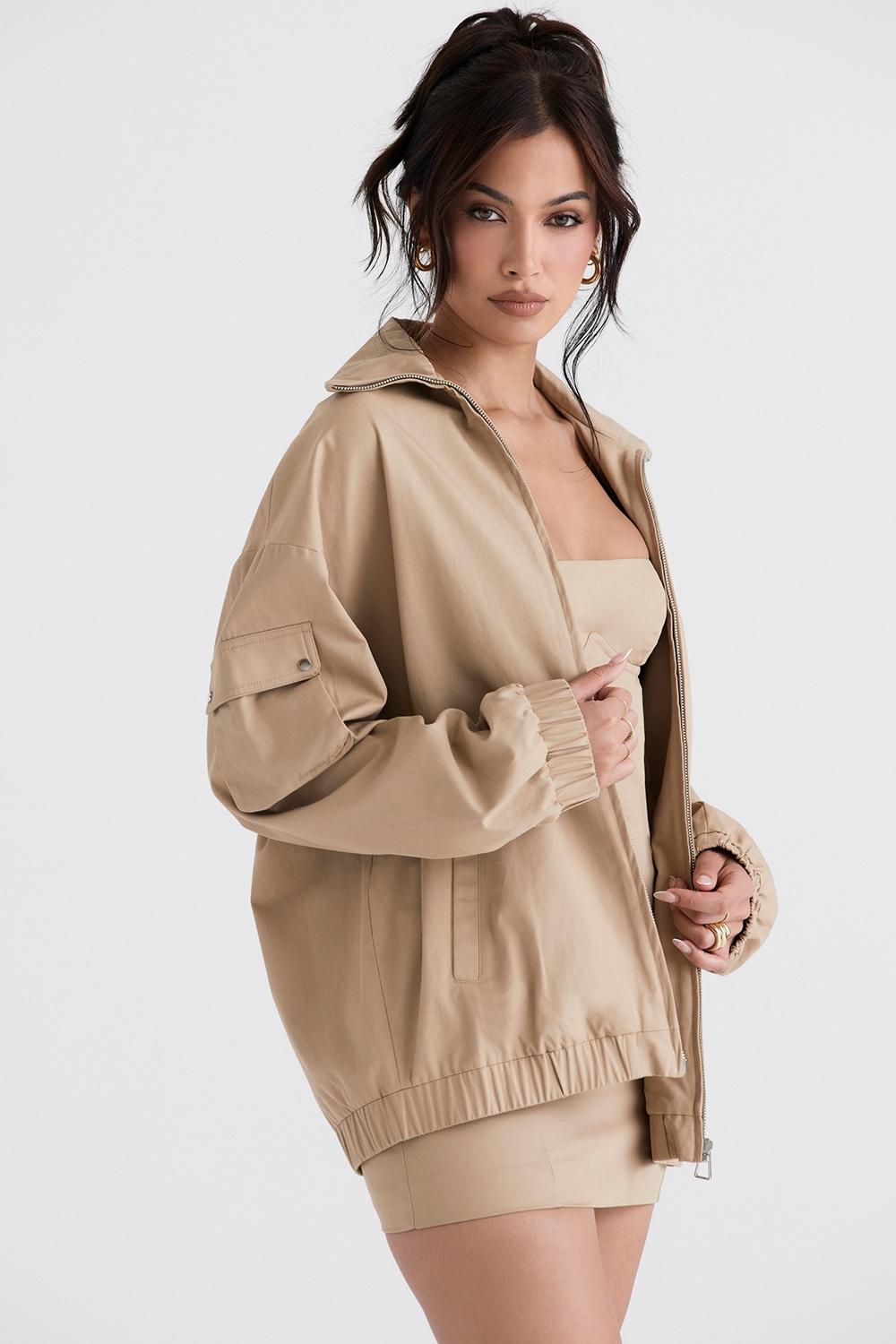 Cami  taupe oversized track jacket Product Image