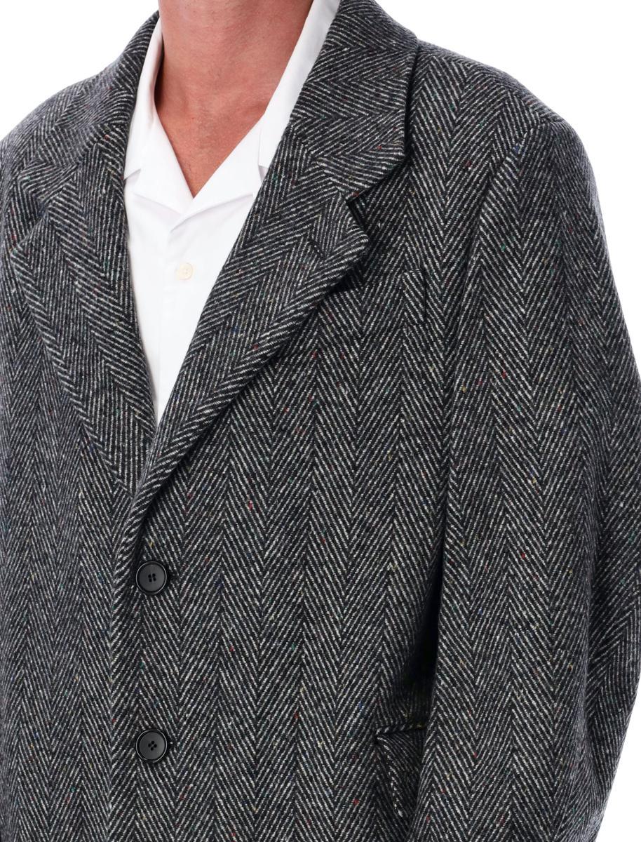 GIVENCHY Men Wool Blend Coat With Herringbone Motif In Multi Product Image