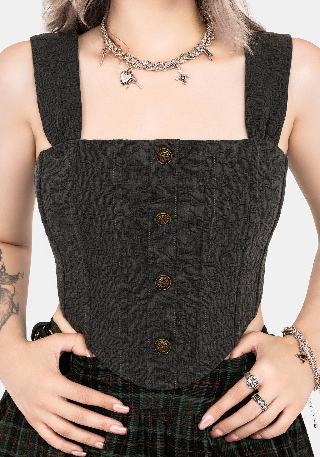Ombra Button Front Sleeveless Corset Top Product Image