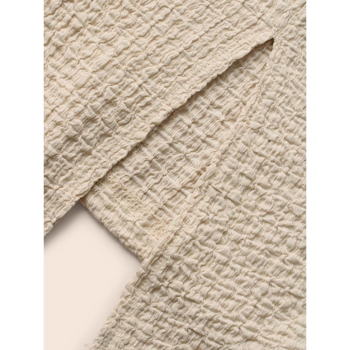 Plus Size U Neck Textured Split Hem Dress Apricot Women Resort Texture U-neck Short sleeve Curvy BloomChic 18-20/2X Product Image