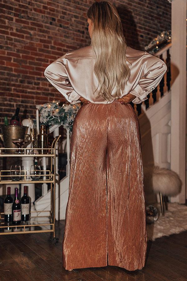Endless Nights Pleated Pants In Rose Gold Curves Product Image