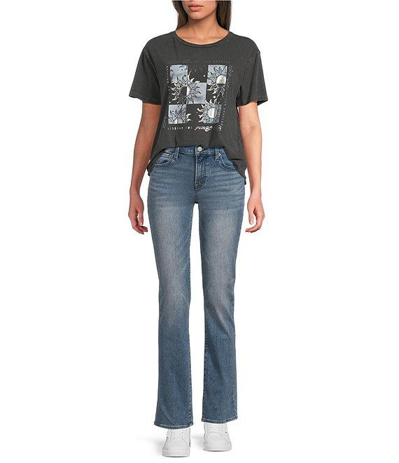 Lucky Brand Knit Sun Grid Crew Neck Short Sleeve Boyfriend Tee Product Image