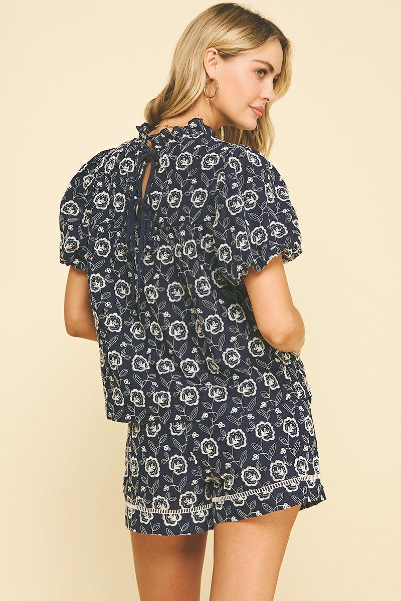 Floral Embroidered Blouse Top Product Image