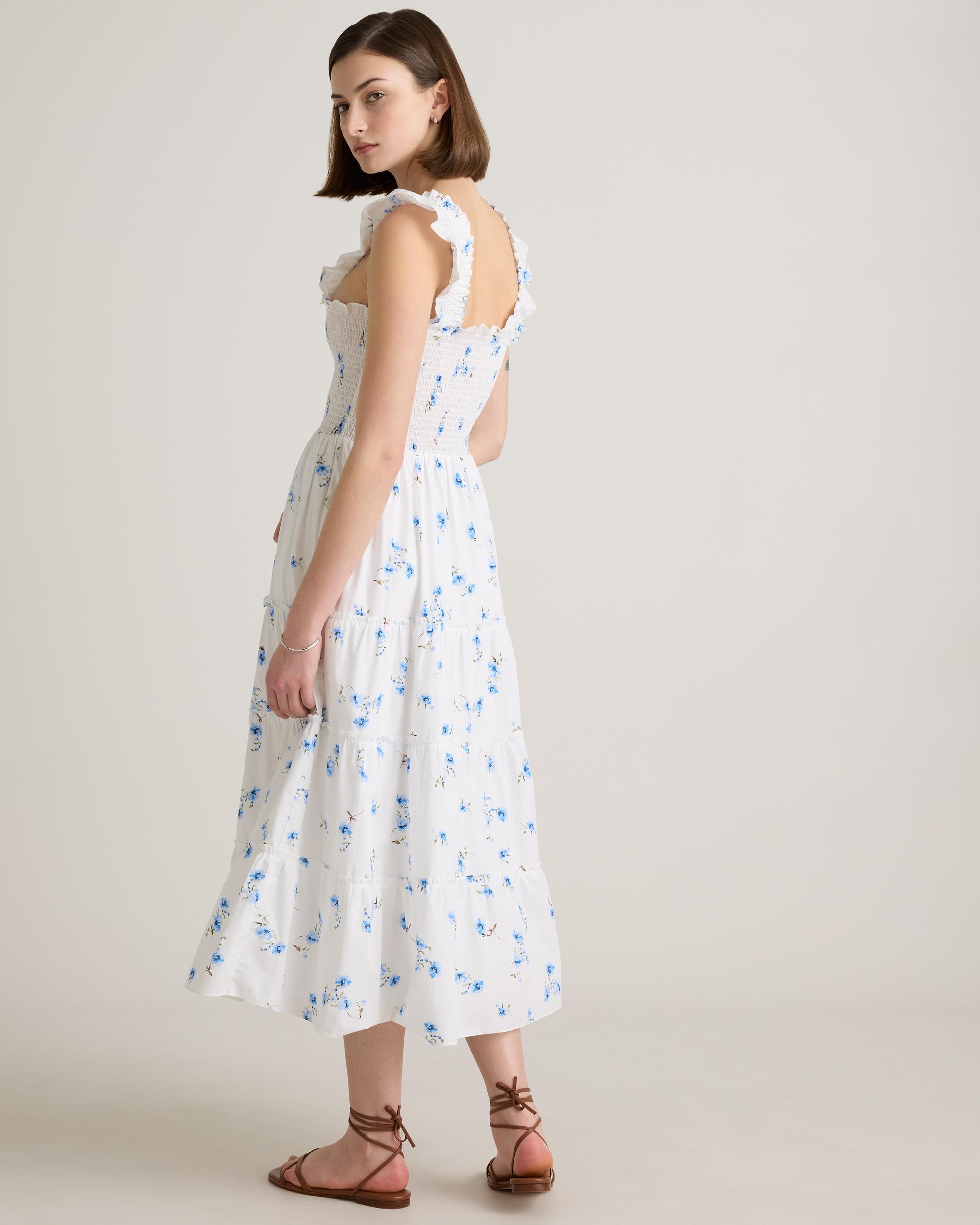 Quince | Women's Poplin Smocked Midi Dress Organic Cotton Product Image