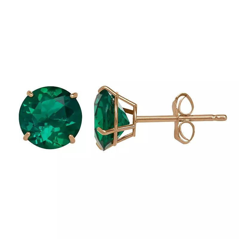 Everlasting Gold Lab Created Emerald 10K Gold Stud Earrings, Women's Product Image
