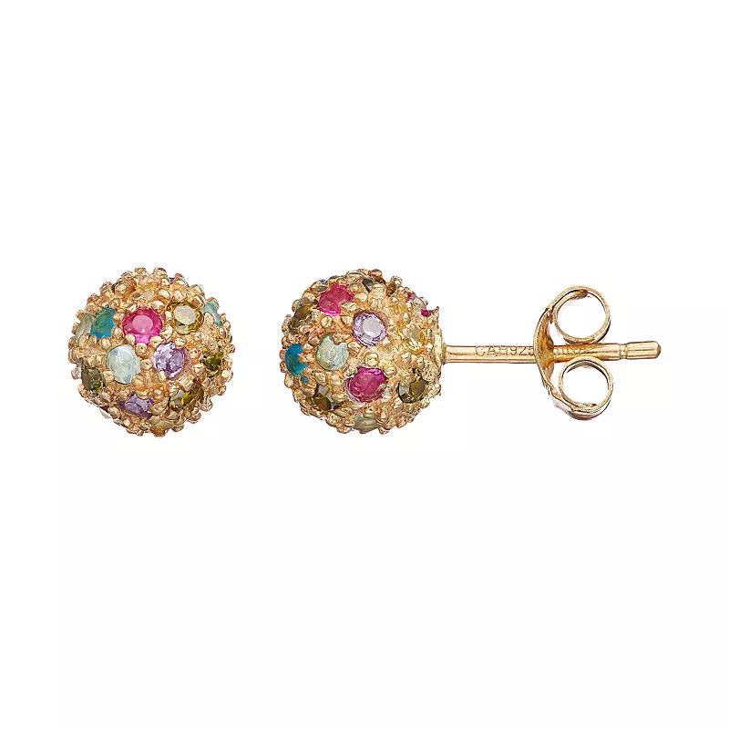 Sophie Miller Cubic Zirconia & Lab-Created Ruby Ball Stud Earrings, Womens, Multicolor Product Image