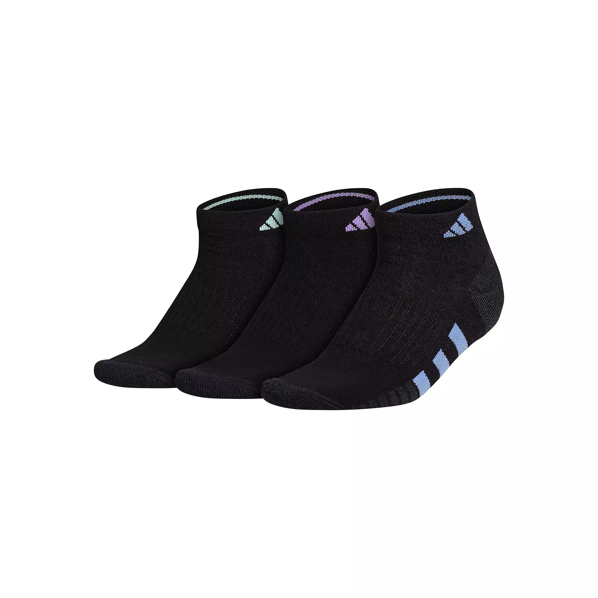 Women's adidas Cushioned 3.0 3-Pack Low Cut Socks, Size: 5-10, Black Blue Purple Product Image