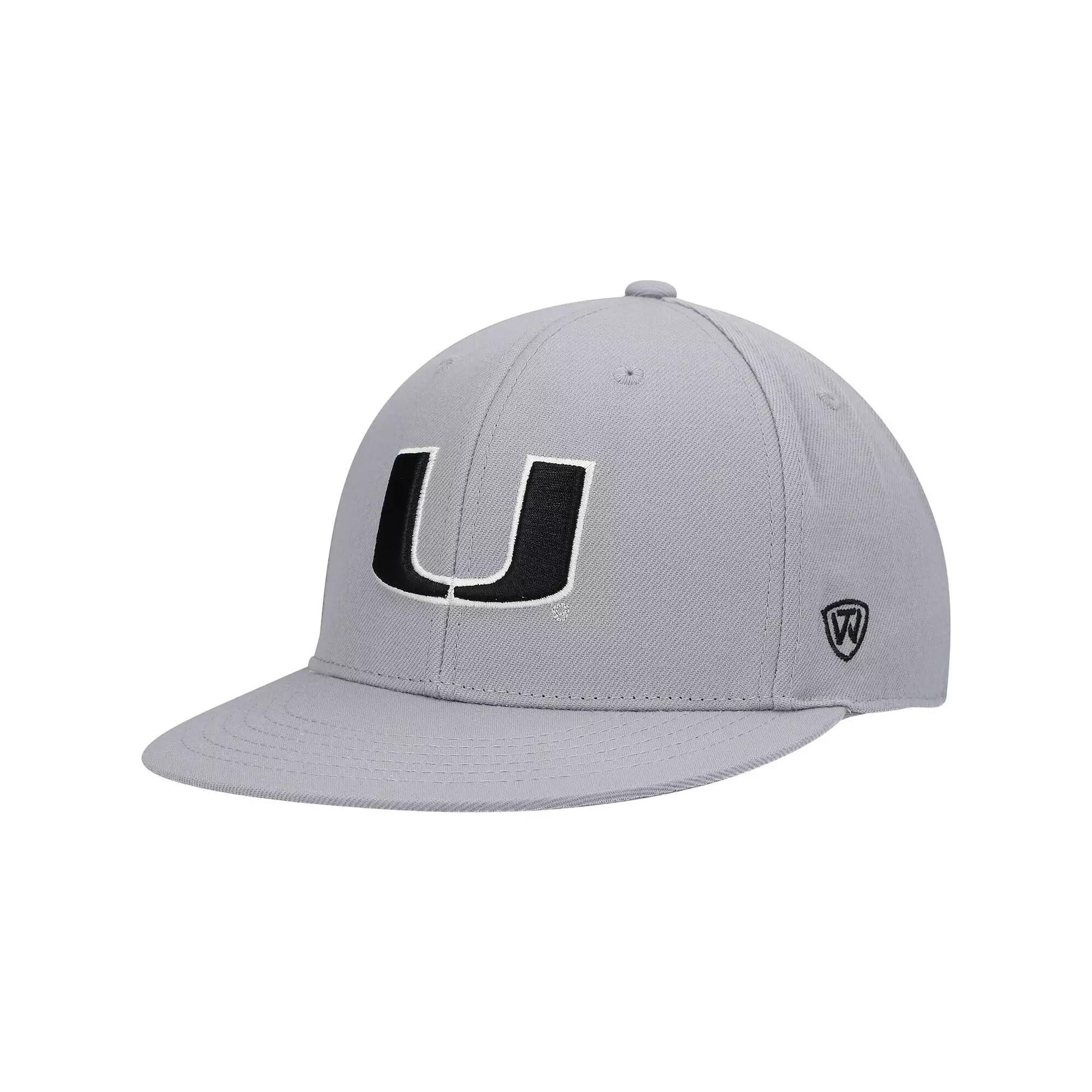 Men's Top of the World Gray Miami Hurricanes Fitted Hat, Size: 7 1/4, Grey Product Image