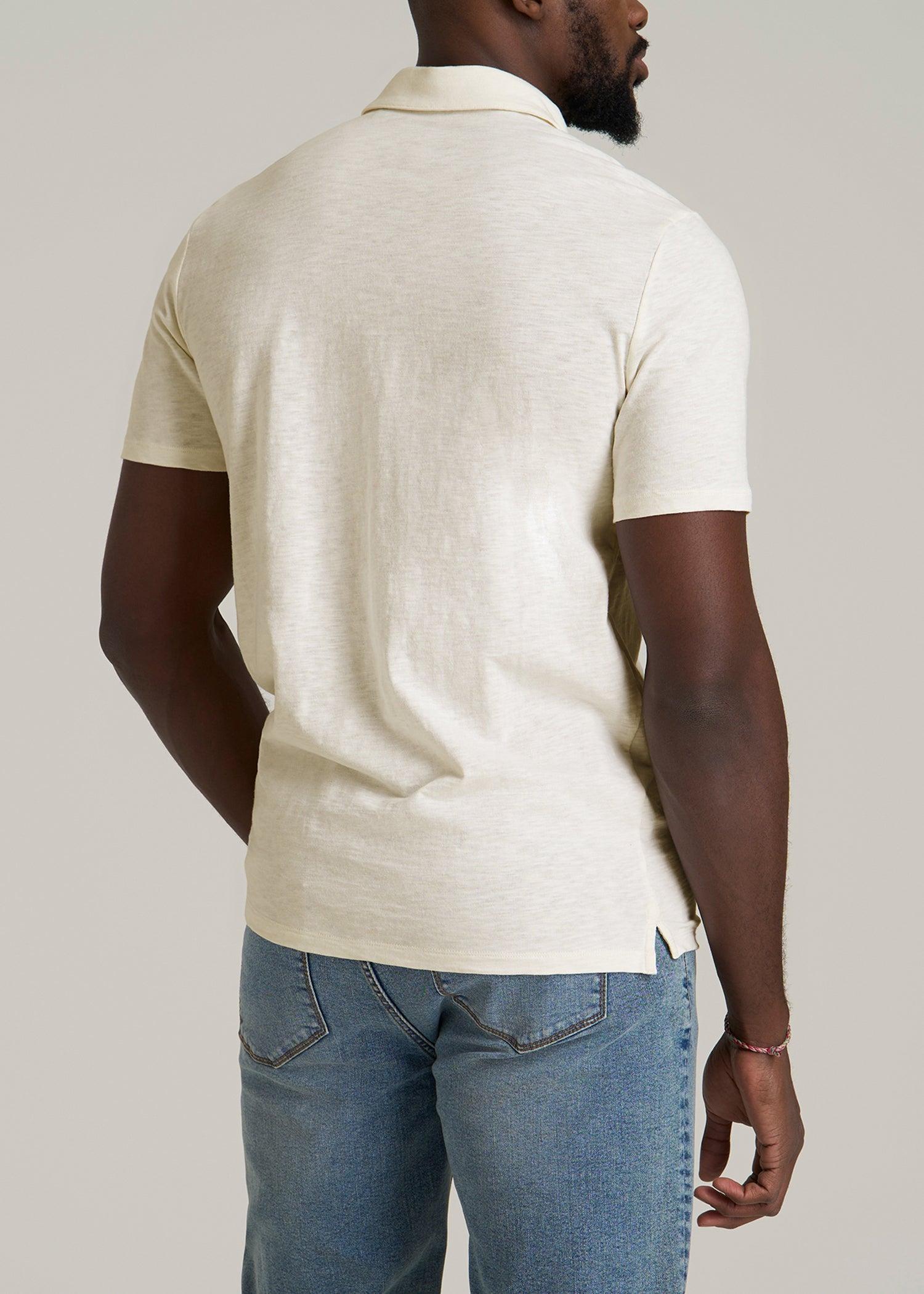 Slub Self Collar Polo Shirt for Tall Men in White Alyssum Male Product Image