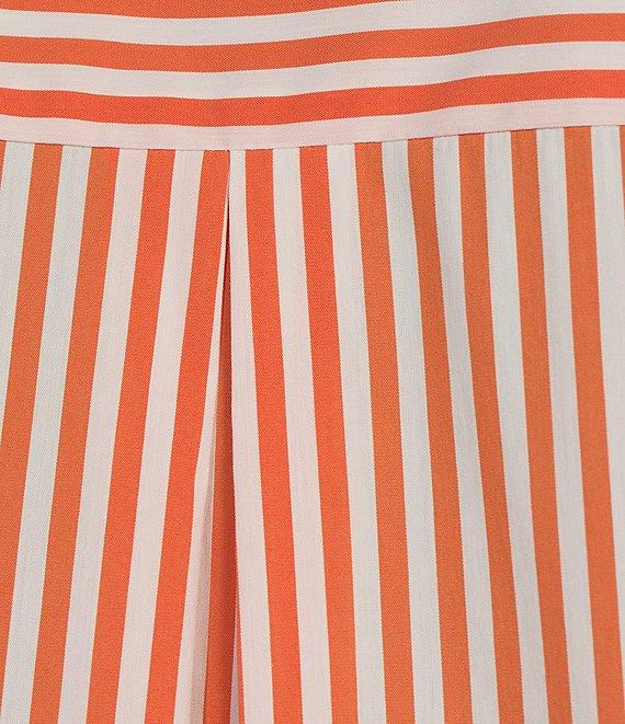 Jude Connally Kimber Cotton Stripe Point Collar Curved High-Low Long Sleeve Button-Front Shirt Product Image