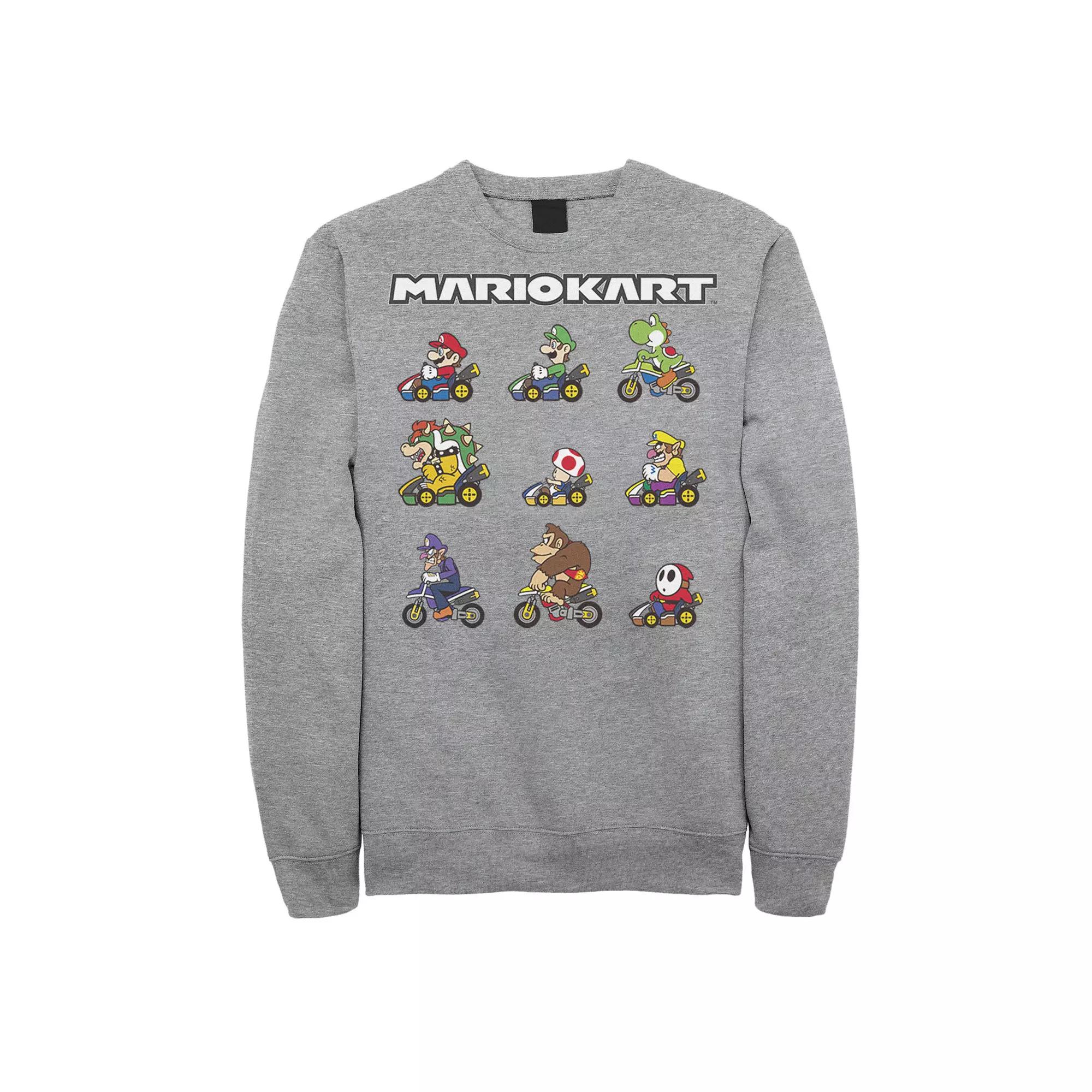 Big & Tall Mario Kart Pixelated Character Grid Fleece Sweatshirt, Men's,  Product Image