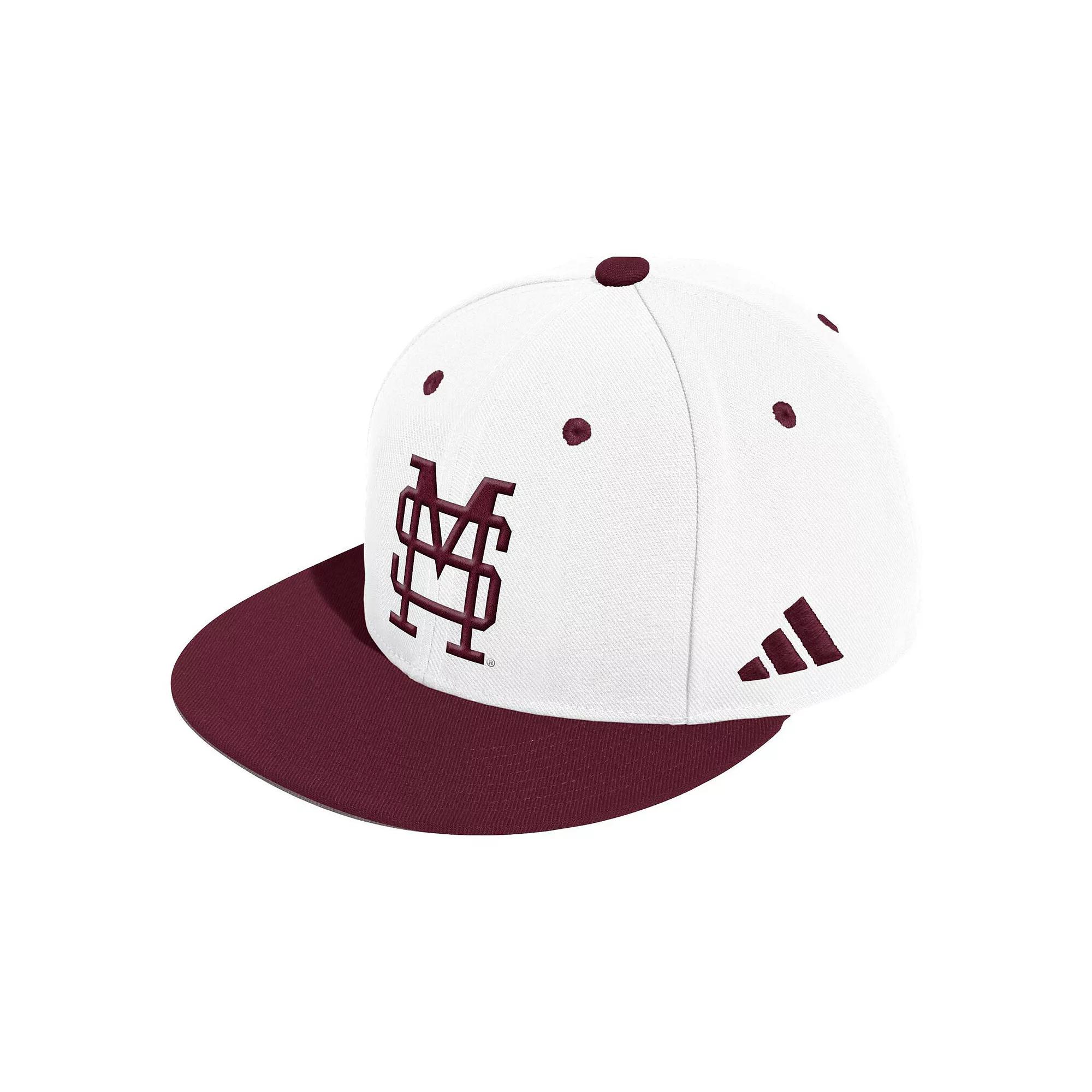 Mens adidas White Mississippi State Bulldogs On-Field Baseball Fitted Hat Product Image