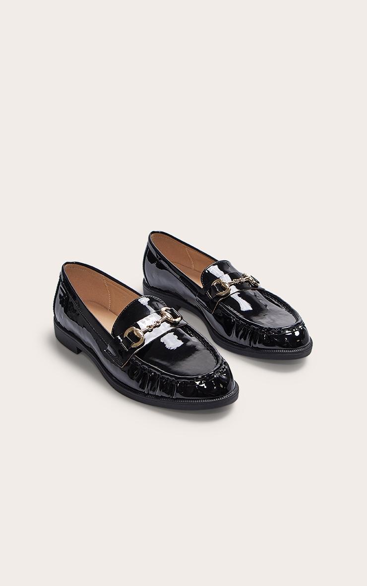 Black Patent Loafer With Gold Buckle Detail Product Image