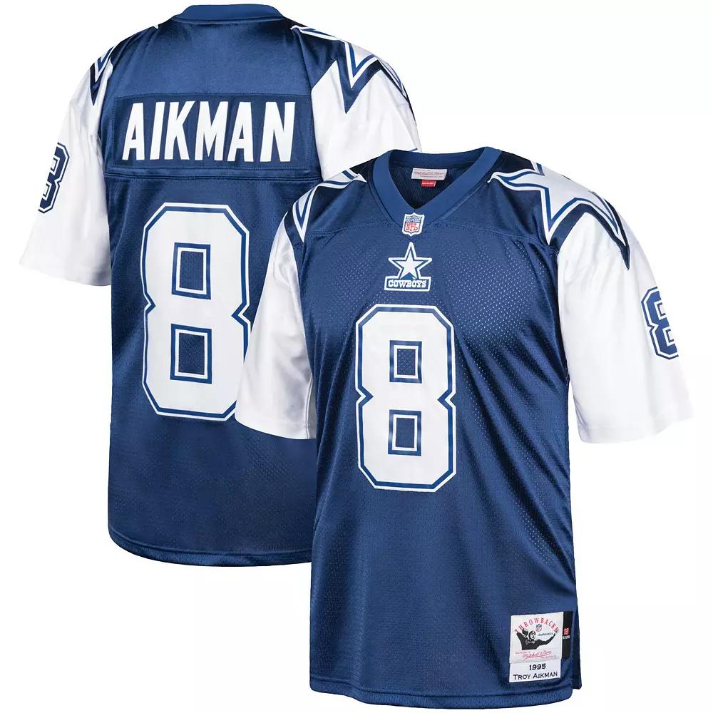 Men's Mitchell & Ness Troy Aikman Navy Dallas Cowboys 1996 Authentic Retired Player Jersey, Size: 60, Blue Product Image
