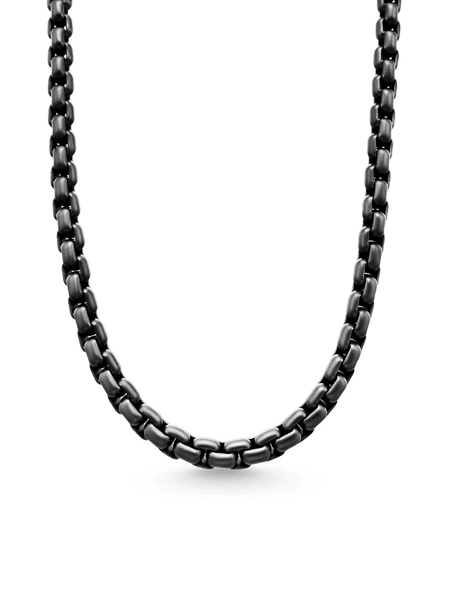 Mens Box Chain Necklace In Stainless Steel And Sterling Silver, 7.3mm Product Image