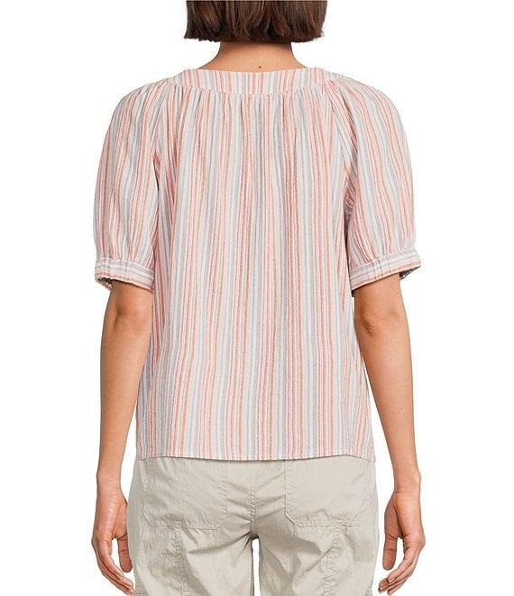 Westbound Striped Short Sleeve Square Neck Top Product Image