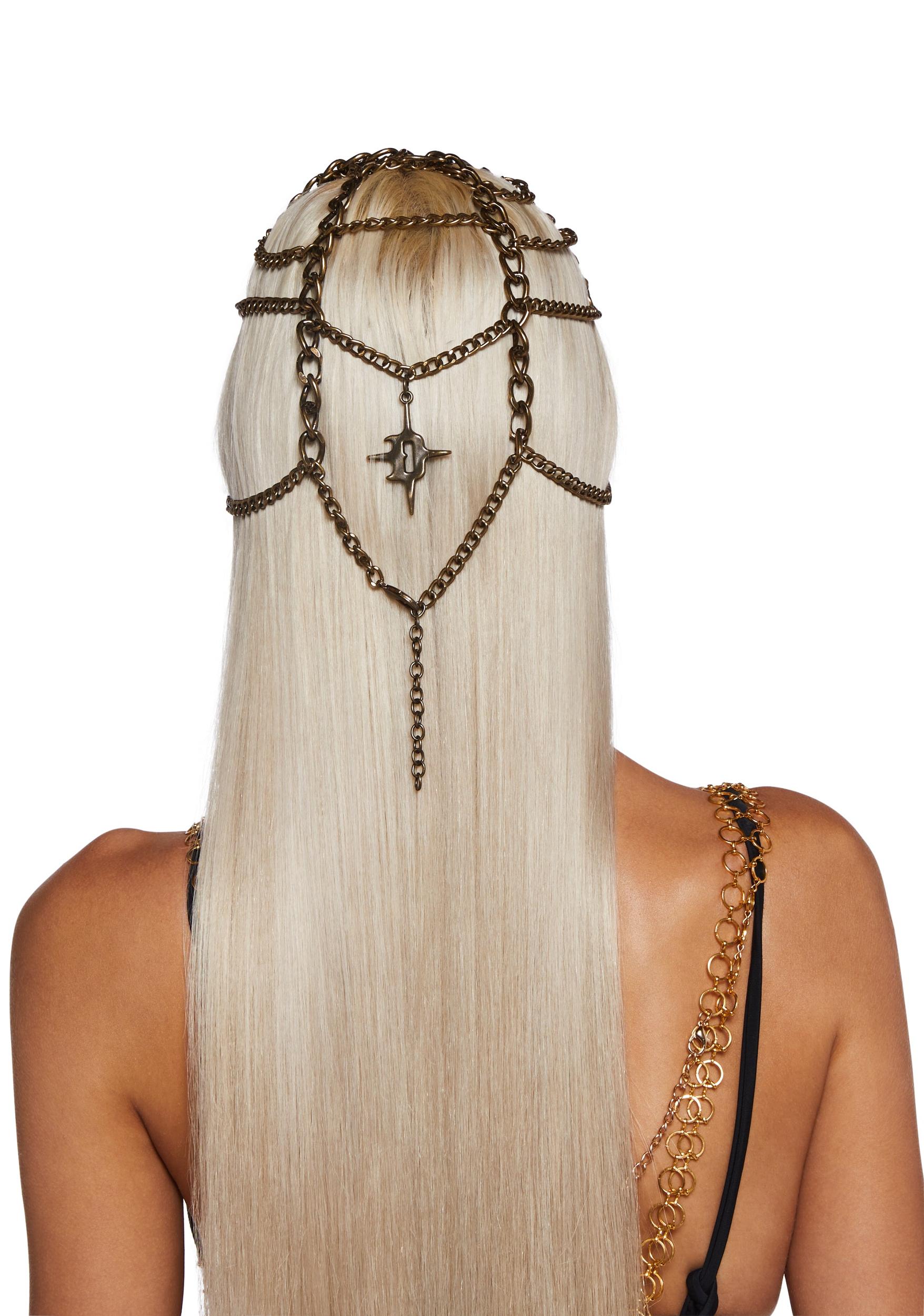 Womens Head Chainlink Fringe Jewelry Darker Wavs - Silver Product Image