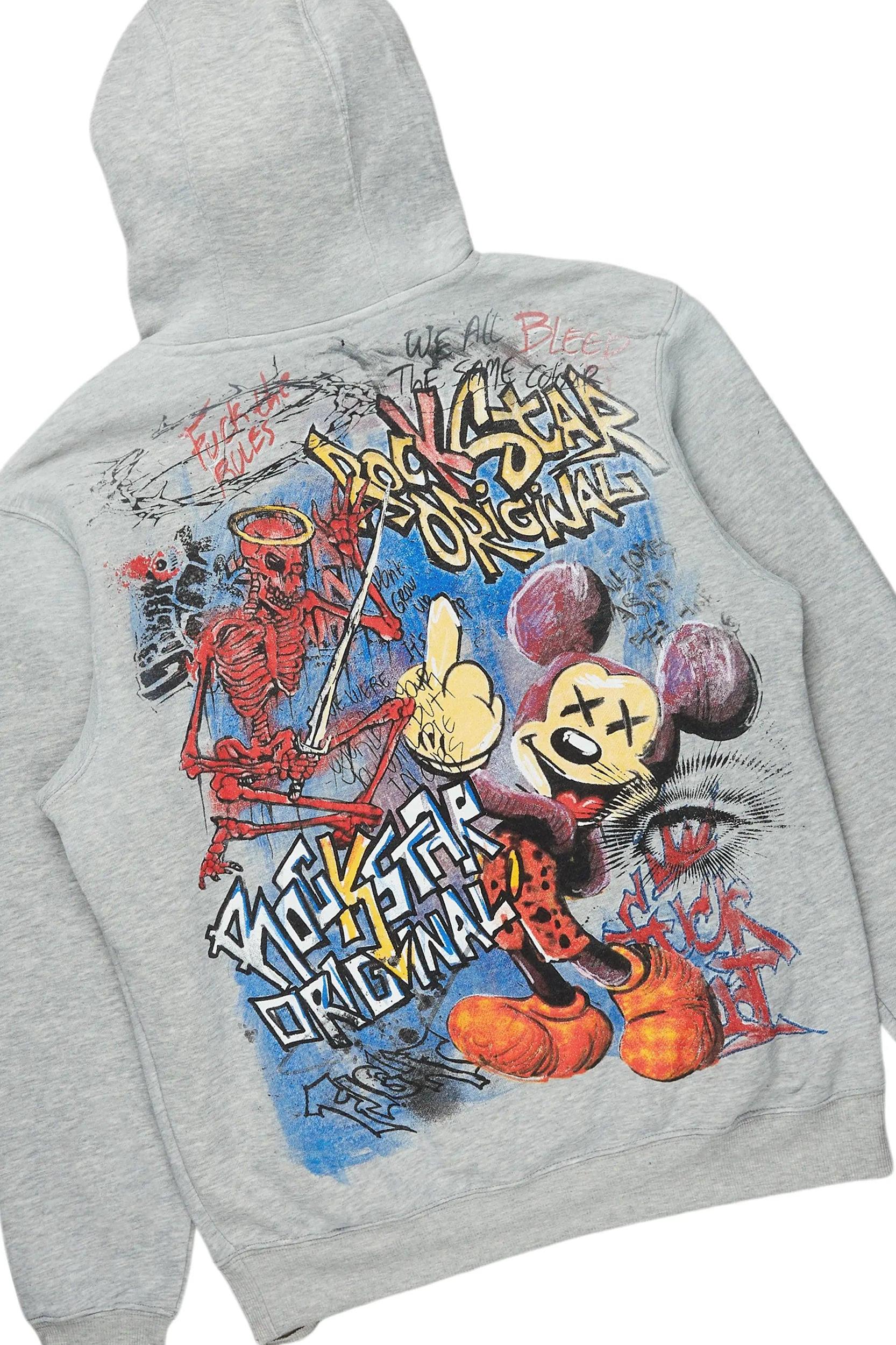 Yooz Grey/Blue Hoodie/Baggy Fit Jean Bundle Male Product Image