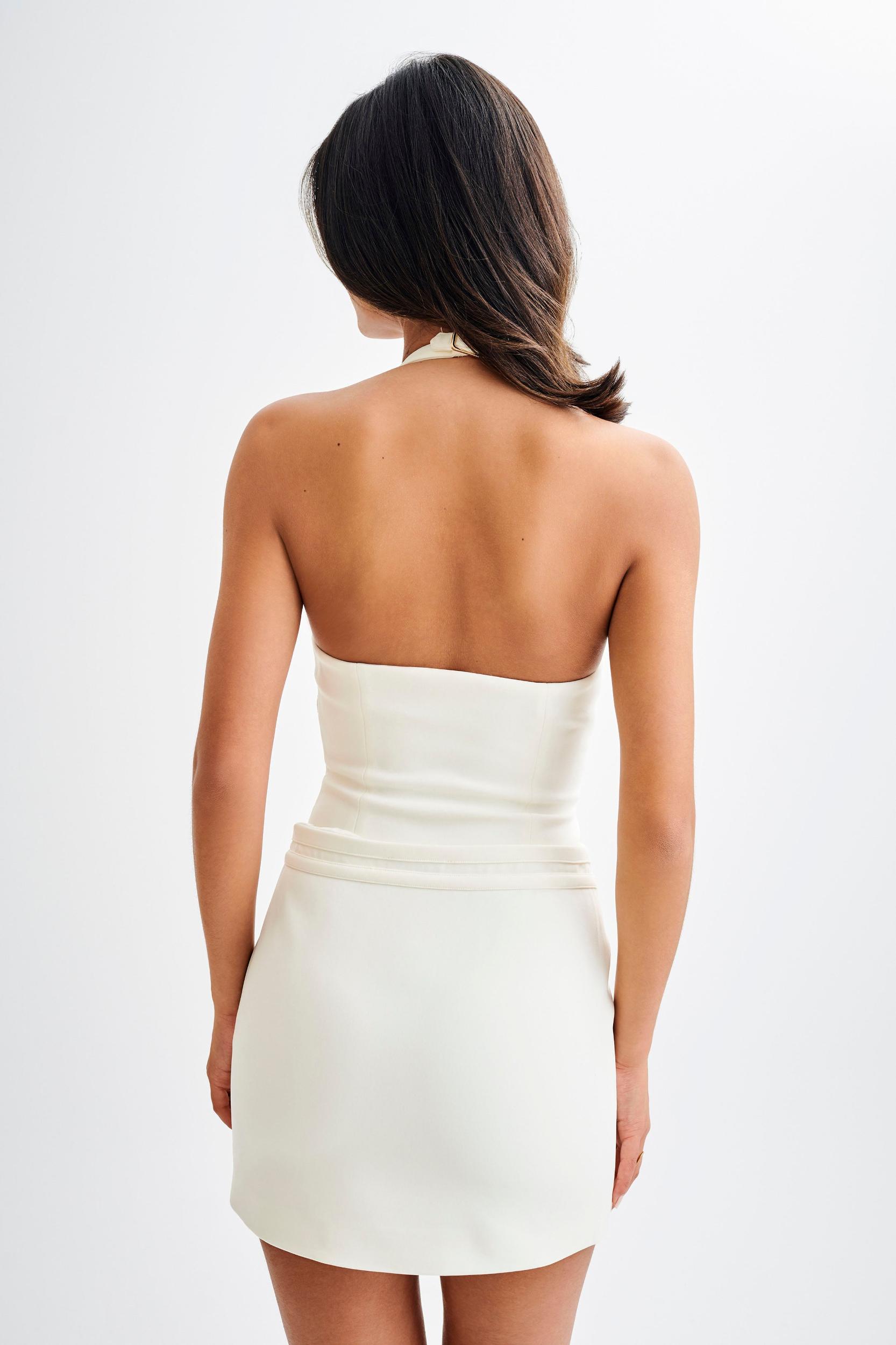 Letitia Suiting Mini Skirt With Buckle - Ivory Product Image