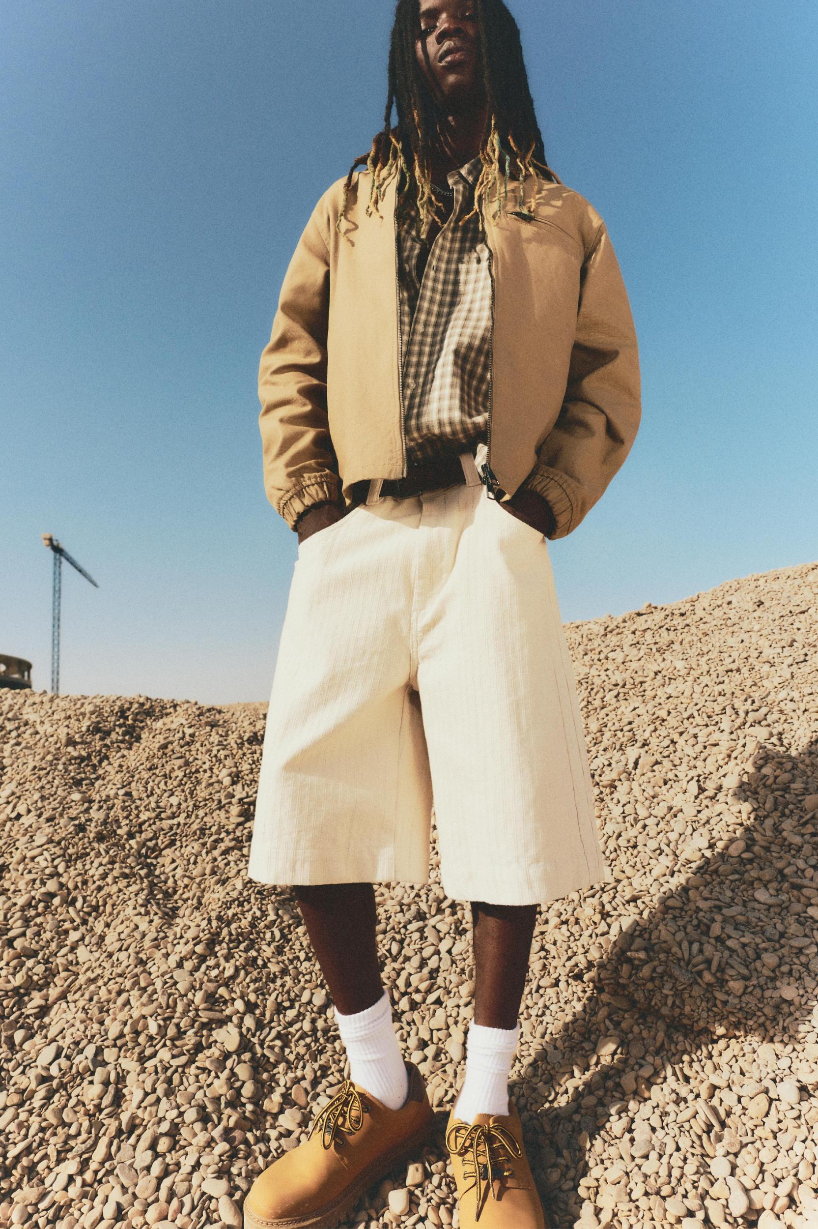 Striped denim Bermuda shorts Product Image