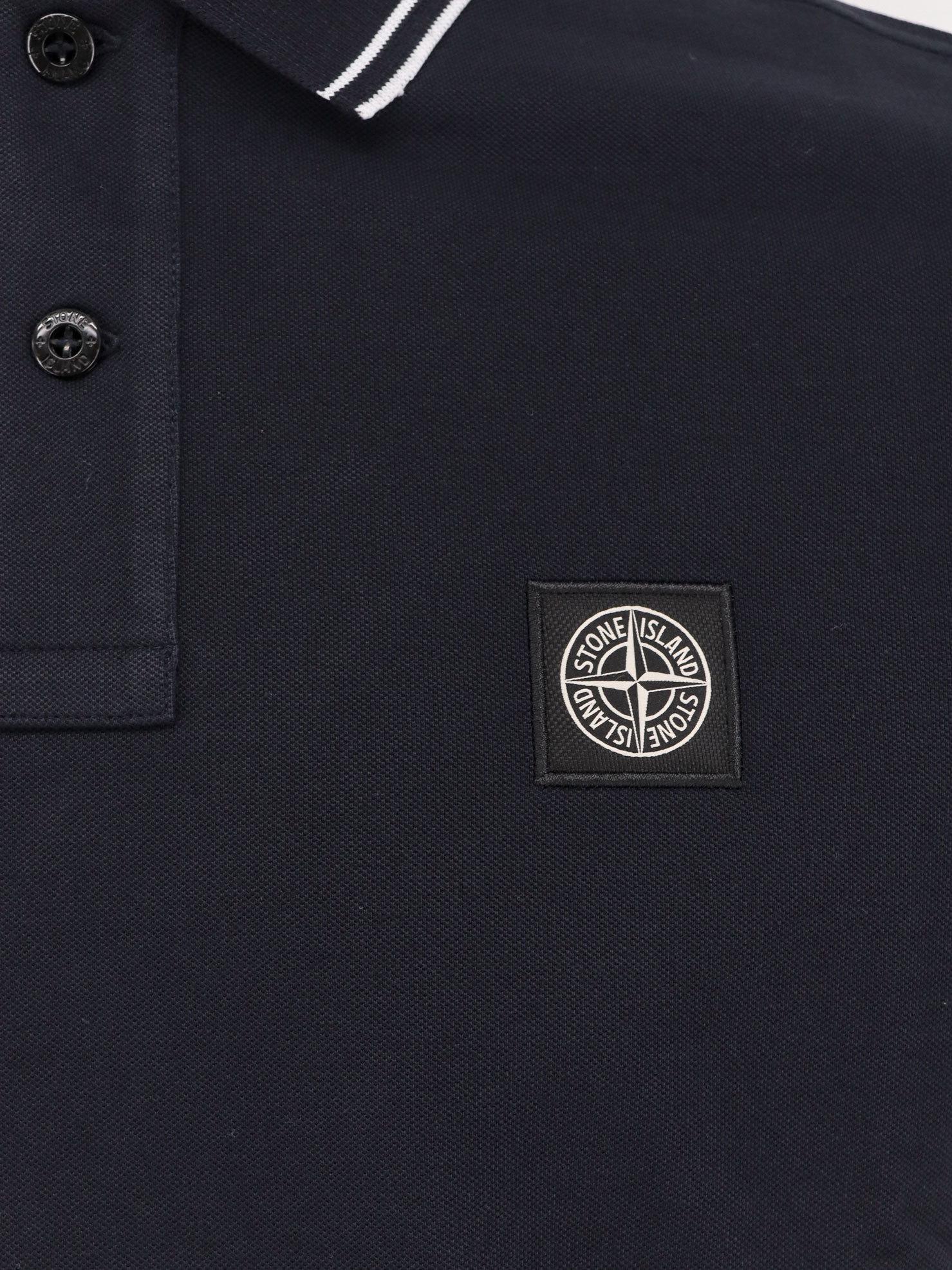 STONE ISLAND Mens Black Brand-patch Regular-fit Stretch-cotton Polo Shirt Xl Product Image
